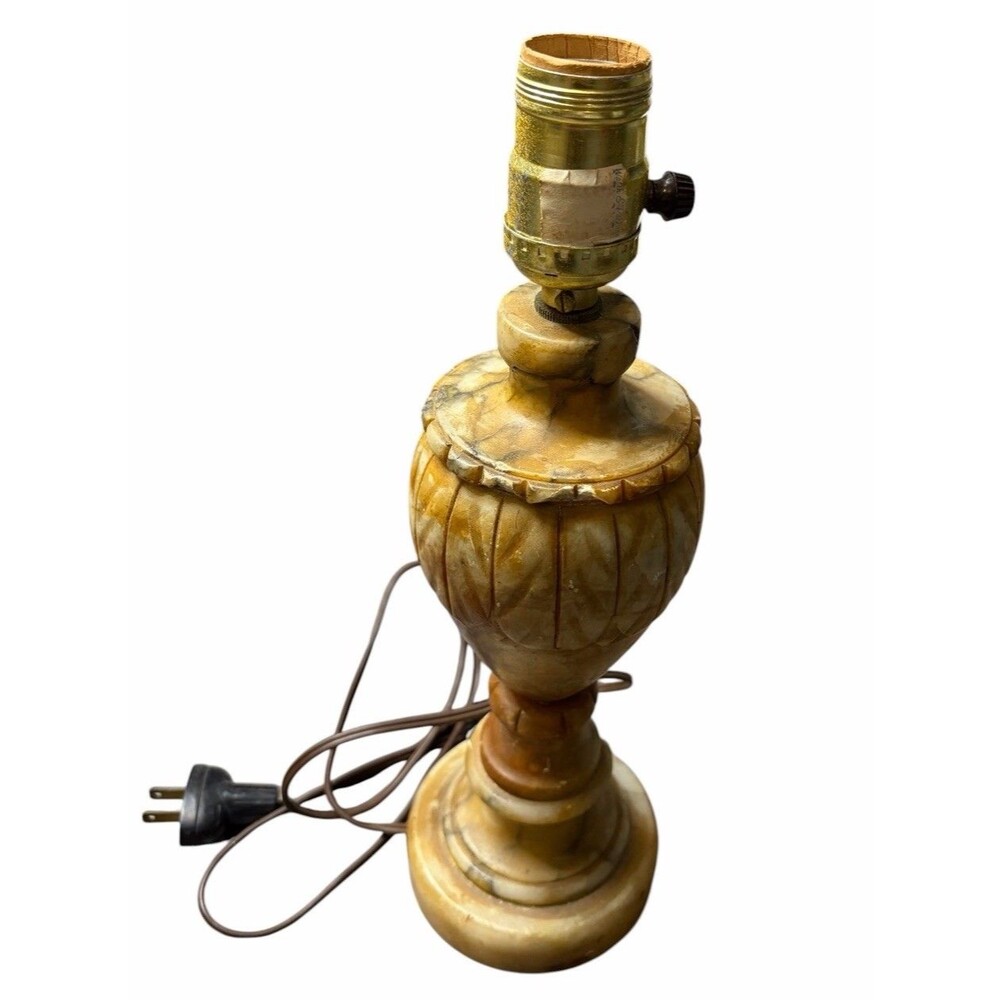 Vintage Neoclassical Italian Alabaster Marble Table Lamp Working